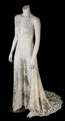 Lot 760 - Lace. A wedding dress lace overlay of Brussels lace, 19th century