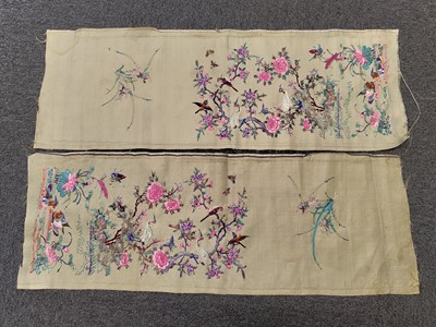 Lot 716 - Chinese Embroideries. A collection of needlework borders, 19th-early 20th century