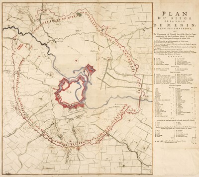 Lot 57 - Frick (Eugene Henry). Plan du Siege de la Ville de Menin avec ses Environs, Brussels, 1706