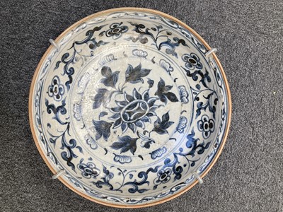 Lot 580 - Dish. A Vietnamese porcelain blue and dish, probably circa 1500