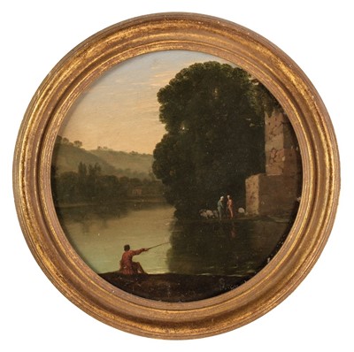 Lot 7 - Tassi (Agnostini Buonamici 1578-1644). Landscape with figures by a river, late 17th century