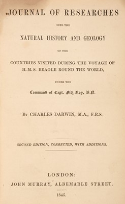 Lot 645 - Darwin (Charles). Journal of Researches, 2nd edition, 1845