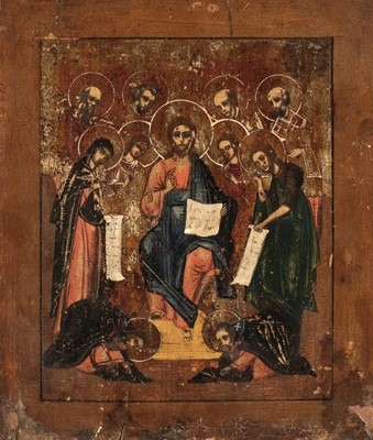 Lot 244 - Icon. A Russian icon of the Extended Deisis, circa 1780