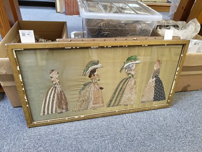 Lot 727 - Cut-out Figures. Two framed painted cut-out portraits of 18th century ladies, circa 1785