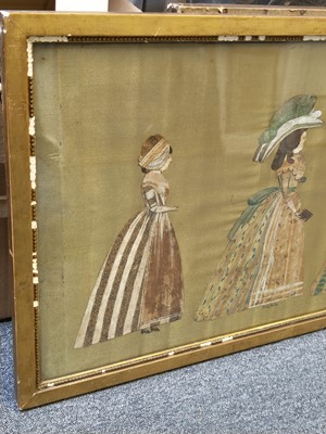 Lot 727 - Cut-out Figures. Two framed painted cut-out portraits of 18th century ladies, circa 1785