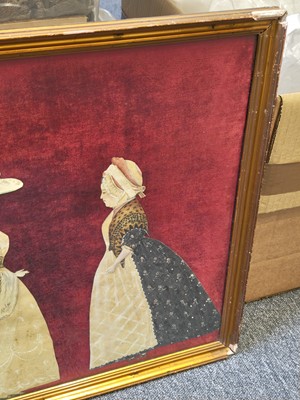 Lot 727 - Cut-out Figures. Two framed painted cut-out portraits of 18th century ladies, circa 1785