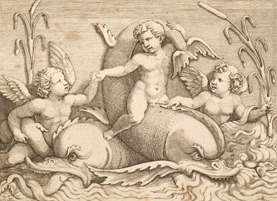 Lot 50 - Scultori (Adamo, c.1530-1585). Three Putti with Dolphins, after Giulio Romano (c.1499-1546)...