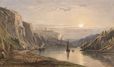 Lot 107 - Fripp (George Arthur, 1813-1896). The Avon Gorge below Sea Walls, 1838, watercolour, signed