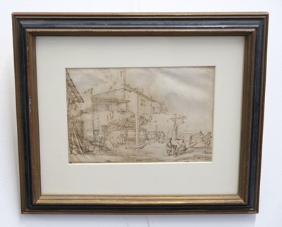 Lot 43 - Callot (Jacques, Nancy 1592-1635). Tuscan Farmyard, pen and brown ink