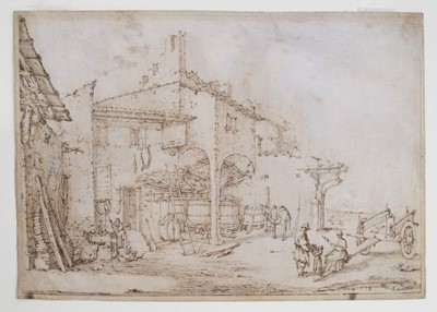 Lot 43 - Callot (Jacques, Nancy 1592-1635). Tuscan Farmyard, pen and brown ink