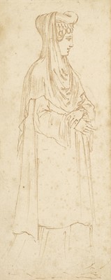 Lot 28 - Della Bella (Stefano, 1610-1664). Study of a Standing Woman in profile, pen and brown ink
