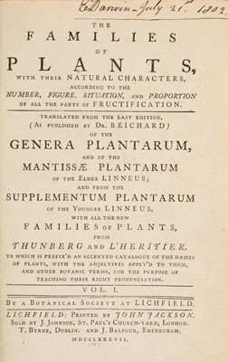 Lot 582 - Linnaeus (Carl). The Families of Plants..., 2 volumes, 1787