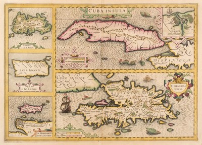 Lot 128 - West Indies. Hondius (J.), Cuba Insula, Hispaniola Insula..., [1606 - 23]