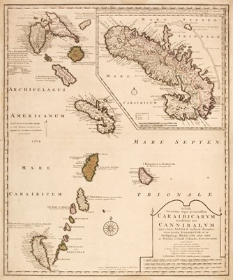 Lot 131 - Windward Islands. Ottens (Joshua), Tabula Novissima atque Accuratissima Caraibicarum..., circa 1745