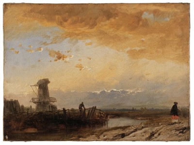 Lot 130 - Pyne (James Baker, 1800-1870). Windmill, 1848, oil on canvas