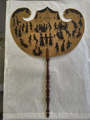 Lot 798 - Silhouette Fan. A hand-painted Regency silhouette fan, circa 1810-1820