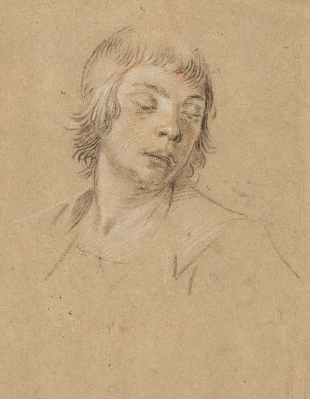 Lot 21 - Circle of Guido Reni (1575-1642). Head of a Youth, and Study of a female hand