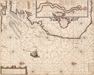 Lot 104 - Jacobsz (Theunis, 'Lootsman'). Pascaerte van Engelant vant Voorland tot aen Blakeney, circa 1668