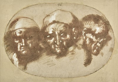 Lot 27 - Italian School. Three Male Heads, 17th century