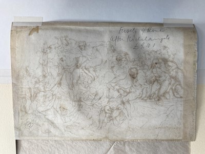 Lot 38 - Fuseli (Henry, 1741-1825). Study after Michelangelo's Last Judgement, 1775,  pen and ink