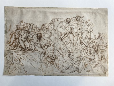 Lot 38 - Fuseli (Henry, 1741-1825). Study after Michelangelo's Last Judgement, 1775,  pen and ink