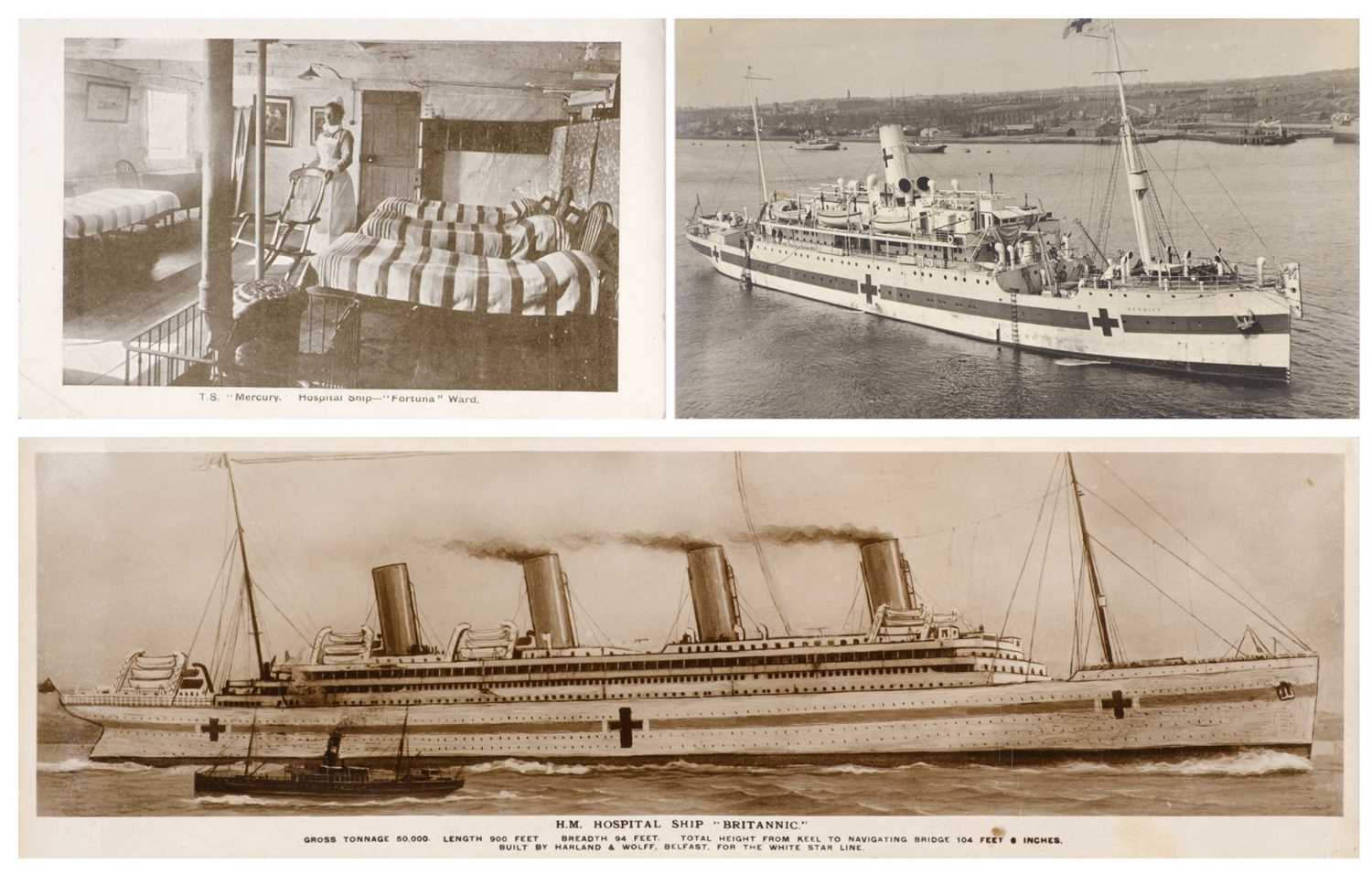 Lot 217 - WWI Hospital Ships. A collection of approximately 190 postcards of WWI hospital ships