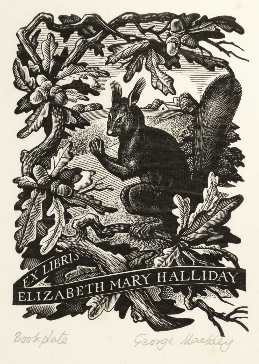 Lot 431 - Mackley (George, 1900-1983). Bookplate for Elizabeth Mary Halliday, 1952