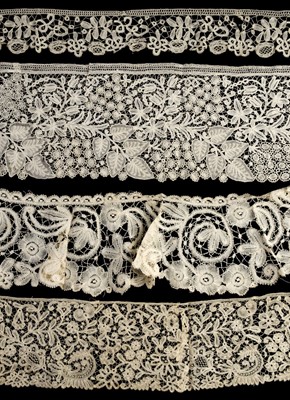 Lot 753 - Lace. A small collection of lace, mostly handmade, 19th century