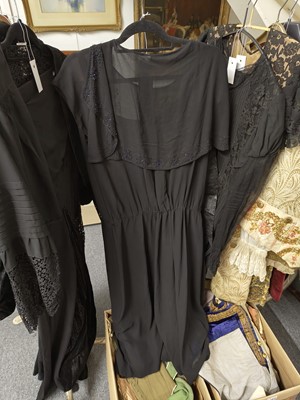 Lot 739 - Garments. A 1930s velvet opera coat & other early 20th century garments