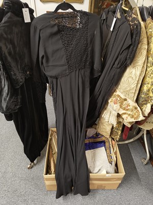 Lot 739 - Garments. A 1930s velvet opera coat & other early 20th century garments