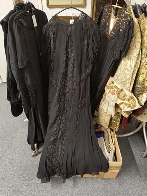 Lot 739 - Garments. A 1930s velvet opera coat & other early 20th century garments