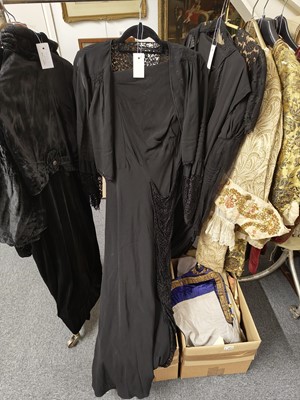 Lot 739 - Garments. A 1930s velvet opera coat & other early 20th century garments