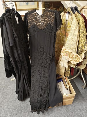 Lot 739 - Garments. A 1930s velvet opera coat & other early 20th century garments