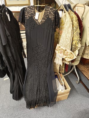 Lot 739 - Garments. A 1930s velvet opera coat & other early 20th century garments