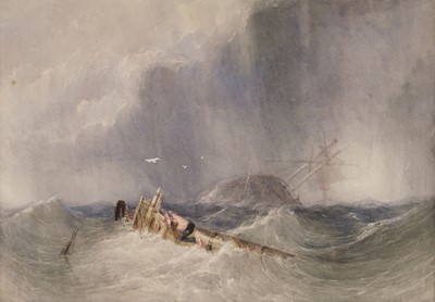 Lot 217 - Attributed to Robert Sanderson (1848-1908). A wreck on the Firth of Forth