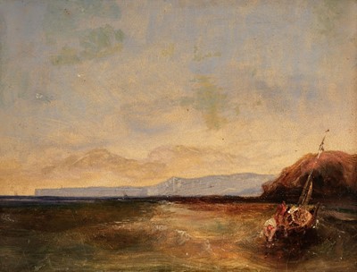 Lot 124 - Carmichael (John Wilson, 1800-1868). Fishing Boat off Scarborough, oil on board