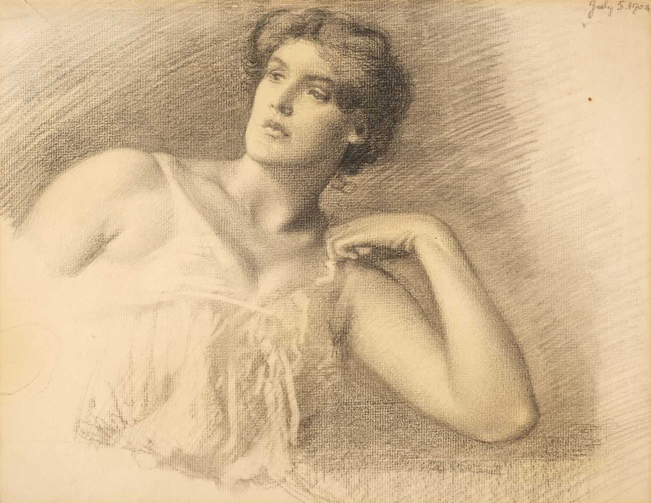 Lot 166 - Hughes (Edward Robert, 1851-1914). Portrait of a Woman, July 5 1904