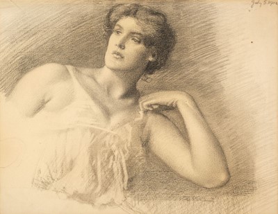 Lot 223 - Hughes (Edward Robert, 1851-1914). Portrait of a Woman, July 5 1904