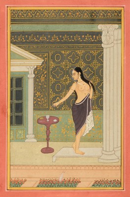 Lot 253 - Indian Miniature. Maiden Anointing Herself, 20th century