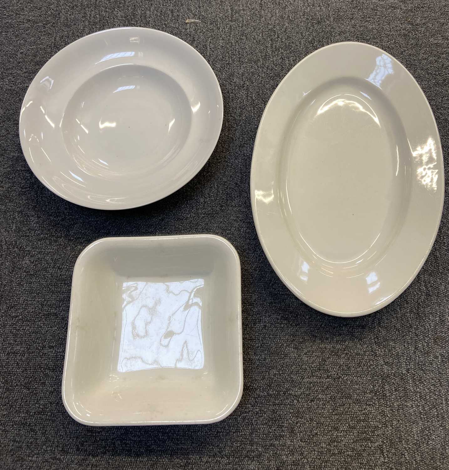 Lot 276 - Third Reich. WWII German white glazed porcelain mess bowls and plates