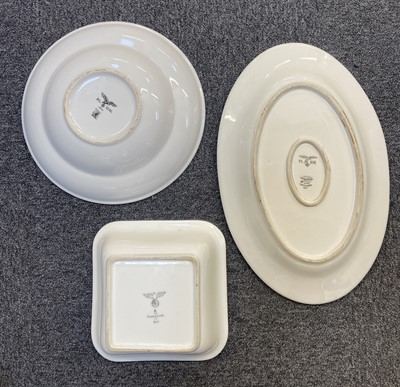Lot 276 - Third Reich. WWII German white glazed porcelain mess bowls and plates