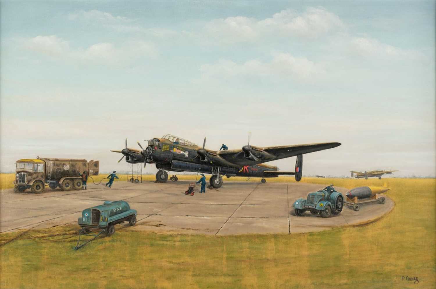 Lot 290 - Caines (Peter). Avro Lancaster, oil on artists' board