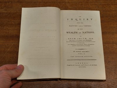 Lot 284 - Smith (Adam). An Inquiry into the Nature and Causes of the Wealth of Nations, 3 vols, 7th ed, 1793