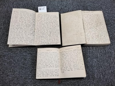 Lot 224 - WWII Diaries. Three WWII diaries kept by A.H. Morris for the period of 1941-45