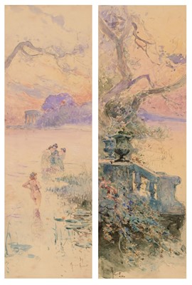 Lot 239 - Robert (Marius Hubert, 1885-1966). Lake landscape with bathers, 1911