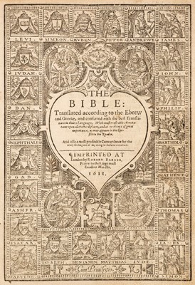 Lot 307 - Bible [English]. The Bible: Translated according to the Ebrew and Greeke..., 1611