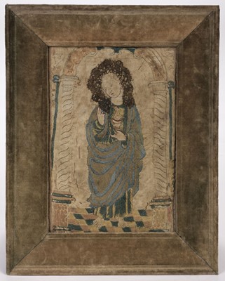 Lot 491 - Embroidered Picture. Saint John the Evangelist, Continental, 16th century