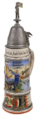 Lot 251 - German Military Beer Stein. An Imperial German Navy pottery beer stein