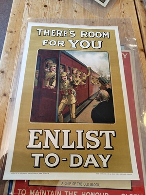 Lot 199 - World War One Recruitment Poster. There's Room For You, Enlist To-day