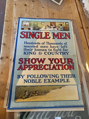 Lot 201 - World War One Recruitment Posters. Single Men Show Your Appreciation